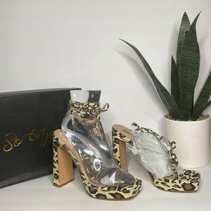 Sz 7.5 Leopard Gladiator So Me Gladiator High Heel Sandals